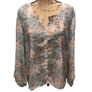 {Pins And Needles} V Neck Button Down Floral Blouse